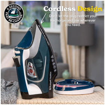 Russell Hobbs Cordless One Temperature Steam Iron Ceramic Soleplate 2600W 350ml Water Tank Blue/White