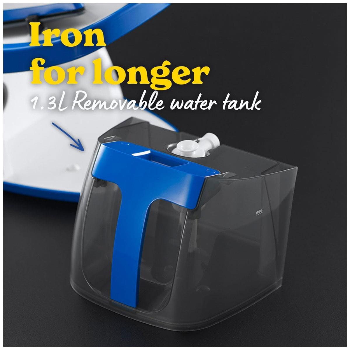 Russell Hobbs Power 95 Station Series 2 Steam Generator Iron Ceramic Soleplate 2600W 1.3 Litre Water Tank Blue/White