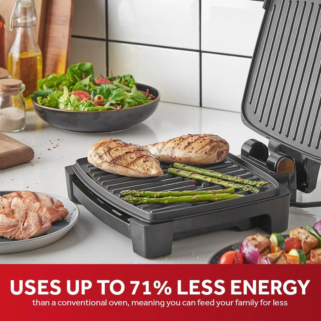 George Foreman Immersa Medium Electric Grill Toastie Panini Hot Plate BBQ Removable Control Panel Dishwasher Safe 1300W Black
