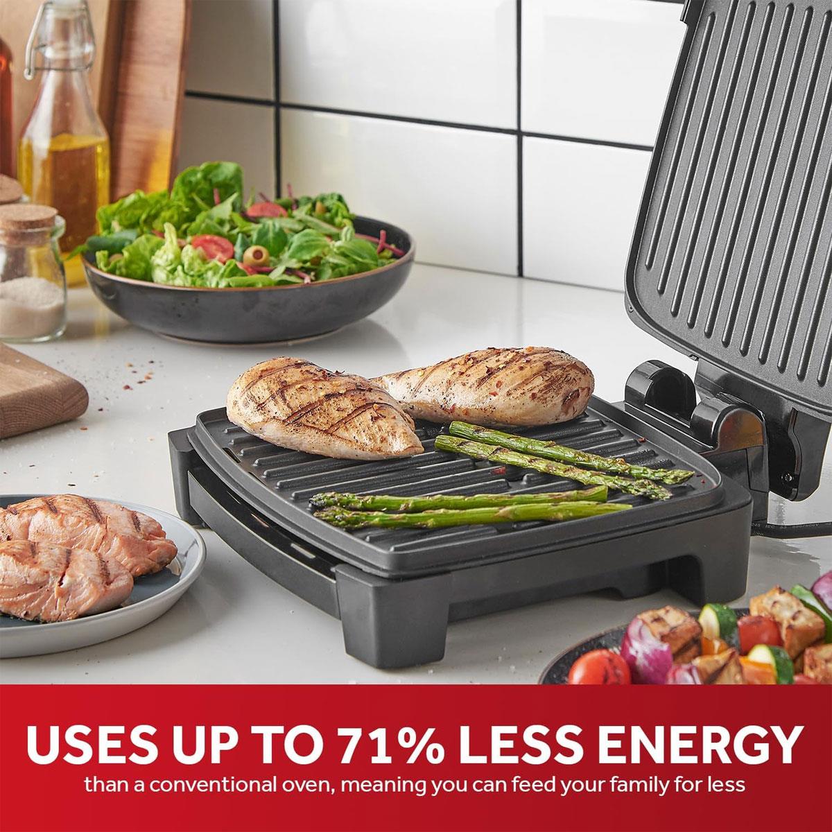 George Foreman Immersa Medium Electric Grill Toastie Panini Hot Plate BBQ Removable Control Panel Dishwasher Safe 1300W Black