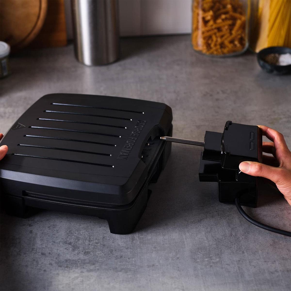 George Foreman Immersa Medium Electric Grill Toastie Panini Hot Plate BBQ Removable Control Panel Dishwasher Safe 1300W Black