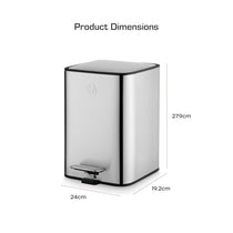 Swan 5L Stainless Steel Pedal Bin with Foot Pedal System Removable Inner Bucket Anti-Slip Base Fingerprint Proof Finish Silver