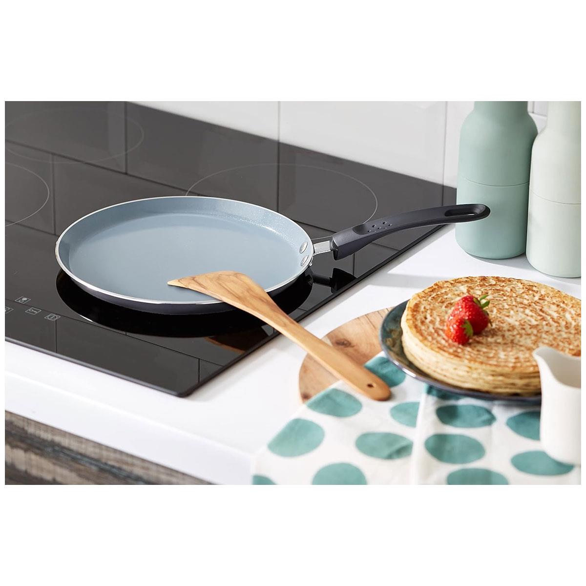 MasterClass Ceramic Non-Stick Induction-Safe Crepe Pancake Pan 24cm Black/Blue