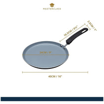 MasterClass Ceramic Non-Stick Induction-Safe Crepe Pancake Pan 24cm Black/Blue