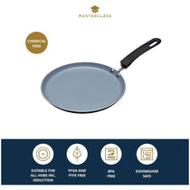 MasterClass Ceramic Non-Stick Induction-Safe Crepe Pancake Pan 24cm Black/Blue
