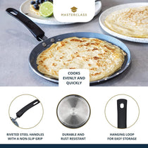 MasterClass Ceramic Non-Stick Induction-Safe Crepe Pancake Pan 24cm Black/Blue