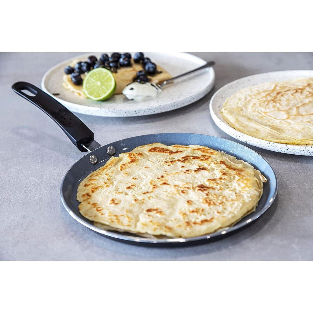MasterClass Ceramic Non-Stick Induction-Safe Crepe Pancake Pan 24cm Black/Blue