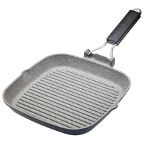 MasterClass Cast Aluminium Grill Pan Induction-Safe With Folding Handle 24cm Grey/Black