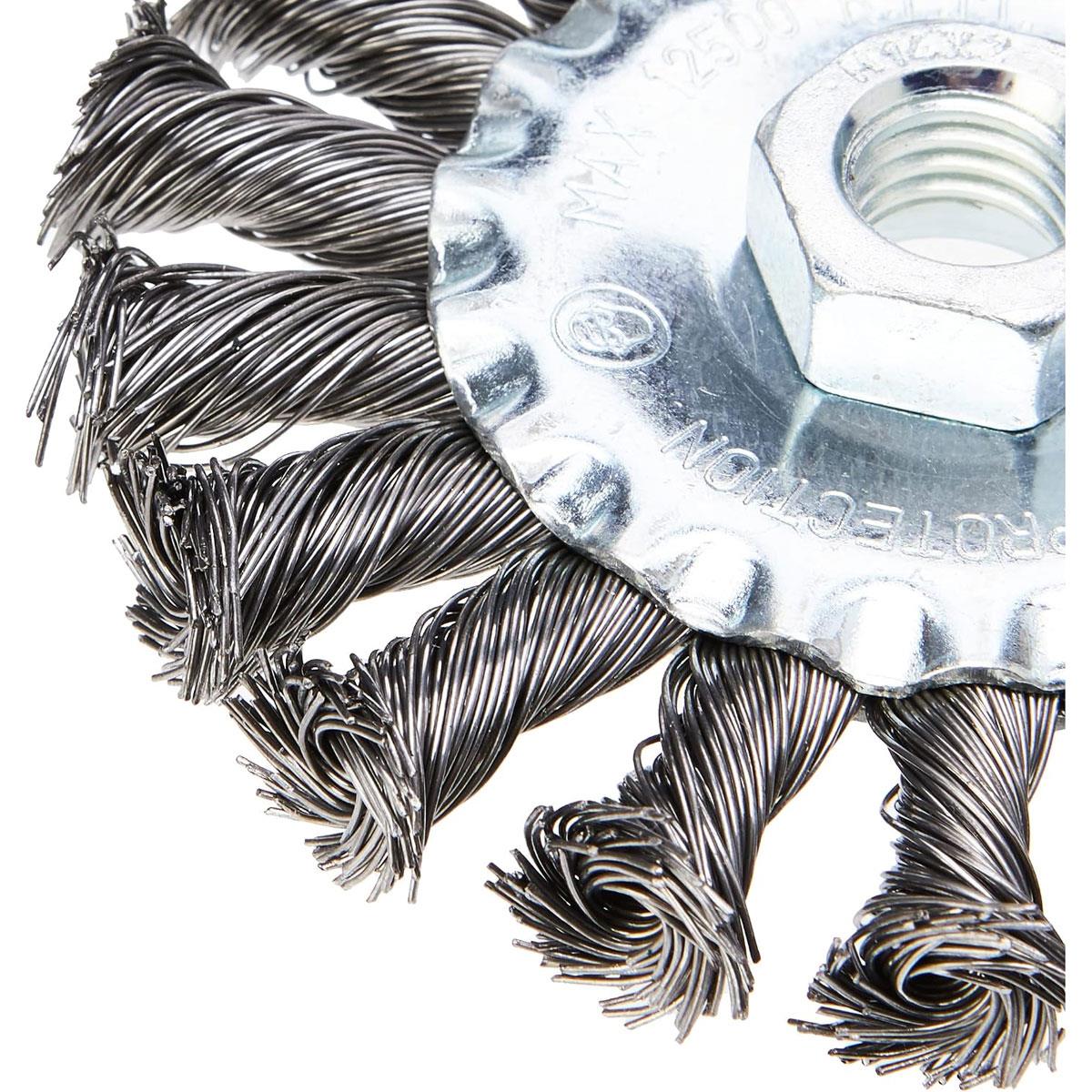 Hilka Tools M14 Wire Wheel Brush 4 Inch (100mm) Carbon Steel Silver/Black