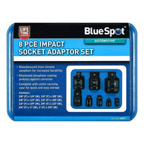 Blue Spot Tools Impact Socket Adaptor Set (1/4 Inch - 1 Inch) Chrome Vanadium Steel 8 Piece