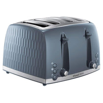 Russell Hobbs Honeycomb 4 Slice Toaster 6 Browning Levels Frozen/Cancel/Reheat Extra Wide Slots High Lift 1500W Grey