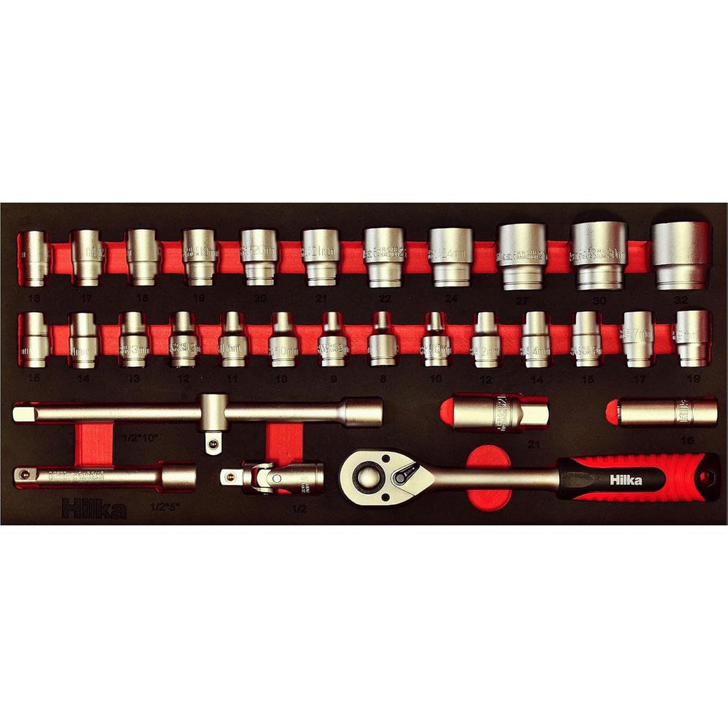 Hilka Tools 1/2 Inch Drive EVA Socket Set Metric 32 Piece
