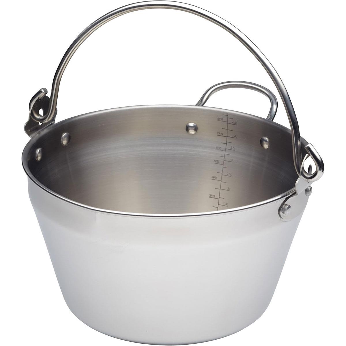 KitchenCraft Home Made Mini Maslin Pan Stainless Steel 4.5 Litre Silver