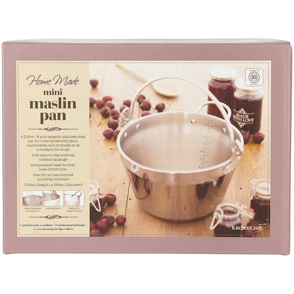 KitchenCraft Home Made Mini Maslin Pan Stainless Steel 4.5 Litre Silver