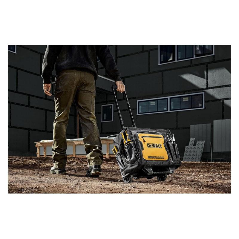 Dewalt Pro 18 Inch Rolling Wheeled Tool Bag Case Storage 27 Pockets Yellow/Black