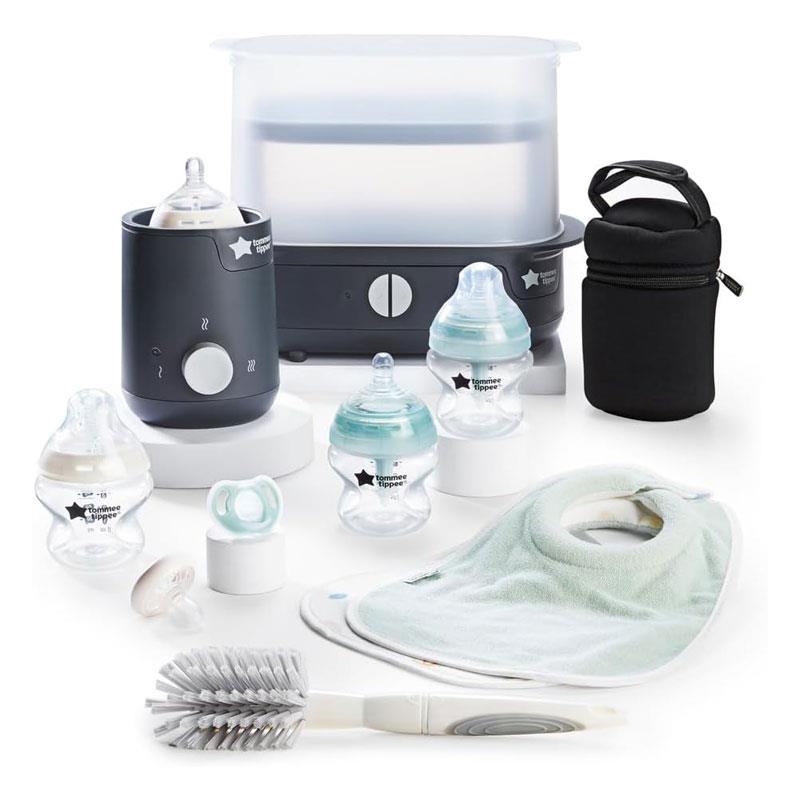 Tommee Tippee New Complete Feeding Kit Electric Steam Steriliser Newborn Self-Sterilising Baby Bottles Easiwarm Bottle Warmer Black
