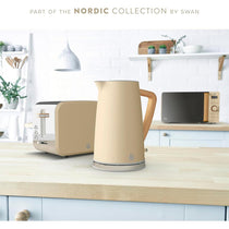 Swan Nordic Cordless Jug Kettle Fast Boil Overheat Protection Soft Touch Handle 3000W 1.7 Litres Oatmeal White