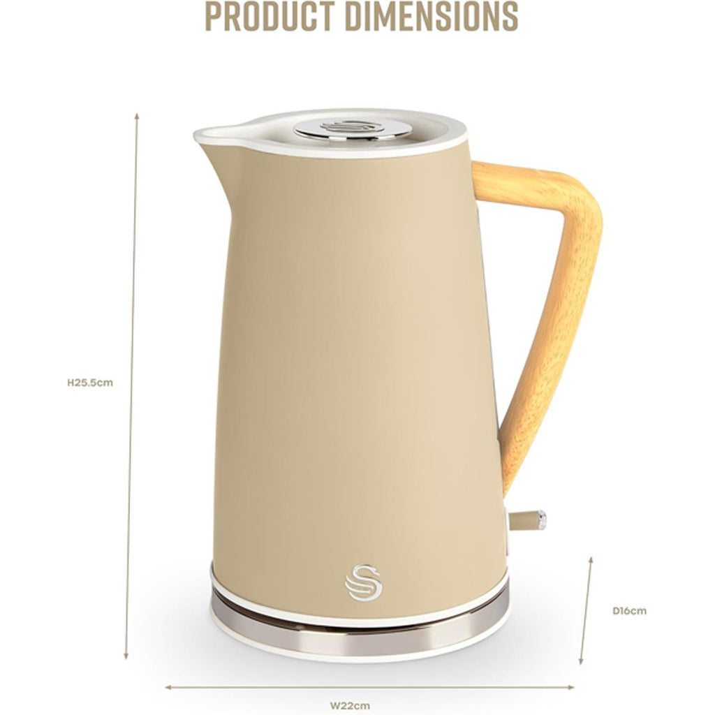 Swan Nordic Cordless Jug Kettle Fast Boil Overheat Protection Soft Touch Handle 3000W 1.7 Litres Oatmeal White