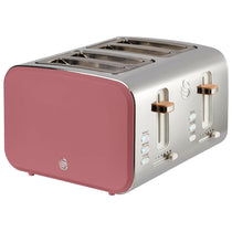 Swan Nordic 4 Slice Toaster 6 Browning Levels Defrost/Reheat/Cancel Removable Crumb Trays 1500W Fuchsia Rose