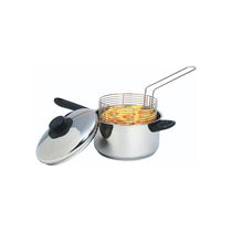 KitchenCraft Chip Fryer And Basket Large Stainless Steel And Lid 2cm Silver