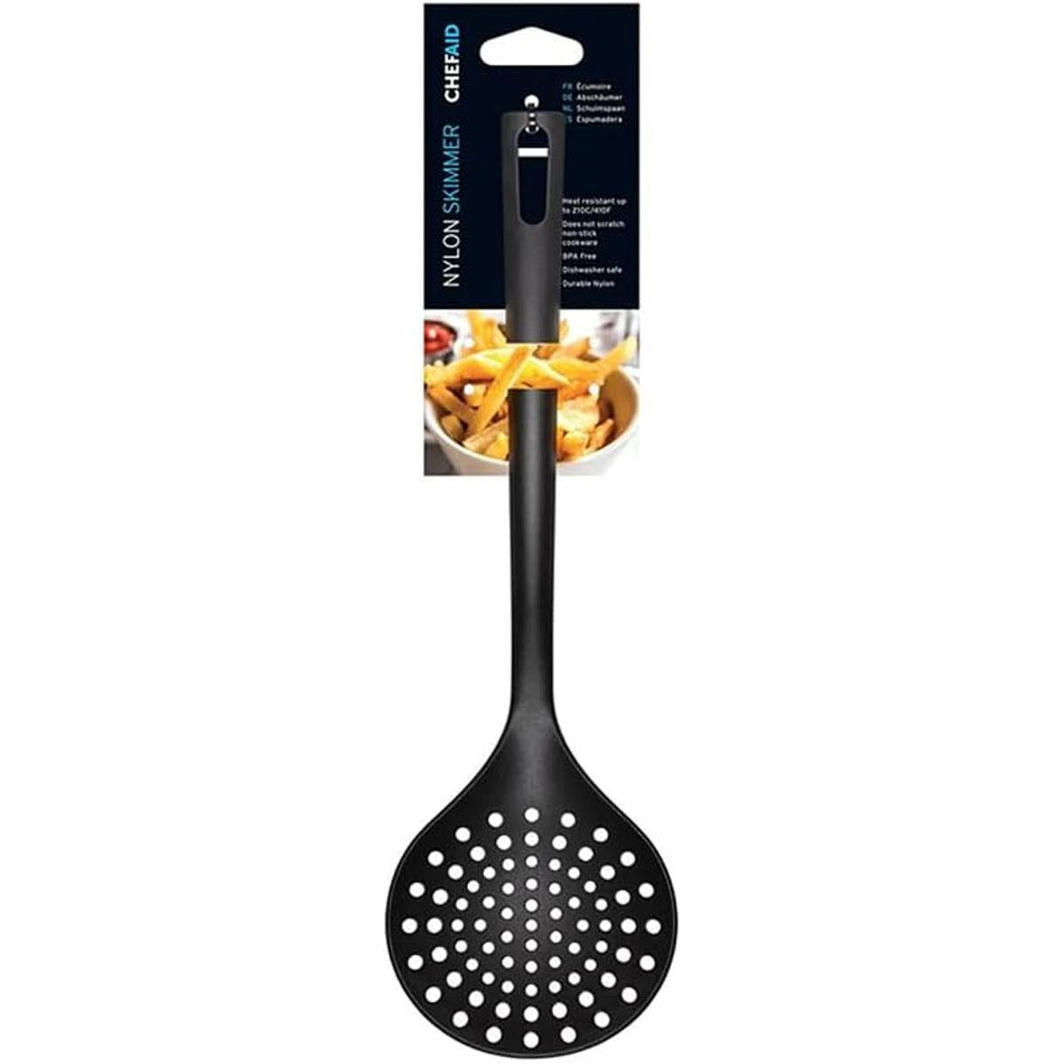 Chef Aid Nylon Skimmer BPA Free Heat Resistant Kitchen Utensil For Non Stick Cookware Black