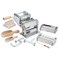 Imperia Italian Pasta Making Gift Set Complete Homemade Pasta Machine 9 Piece Kit Metal Silver