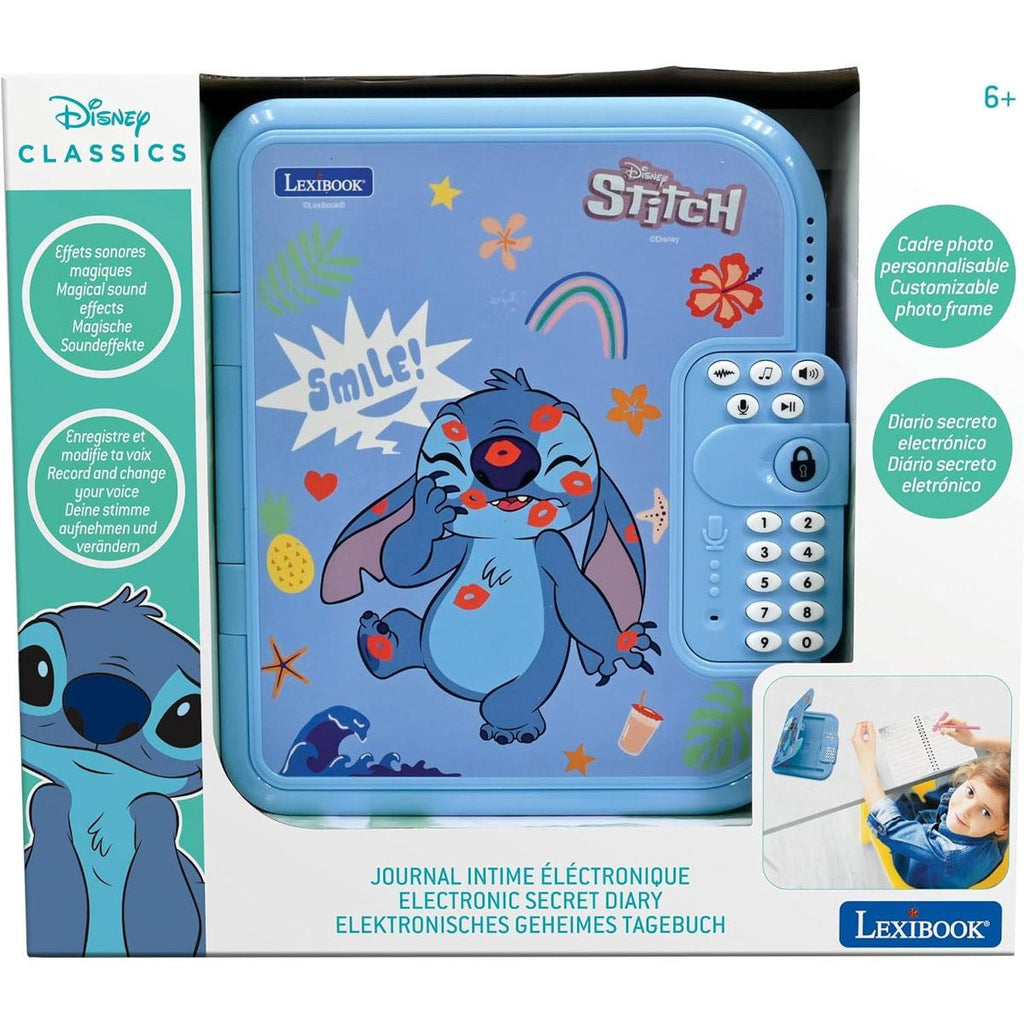 Lexibook Disney Stitch Secret Safe Electronic Diary with Password Electronic Notebook Pen And Sound Effects Blue