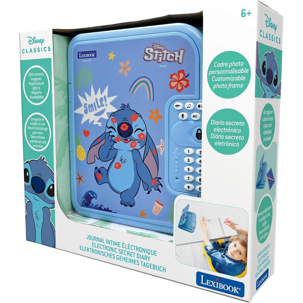 Lexibook Disney Stitch Secret Safe Electronic Diary with Password Electronic Notebook Pen And Sound Effects Blue
