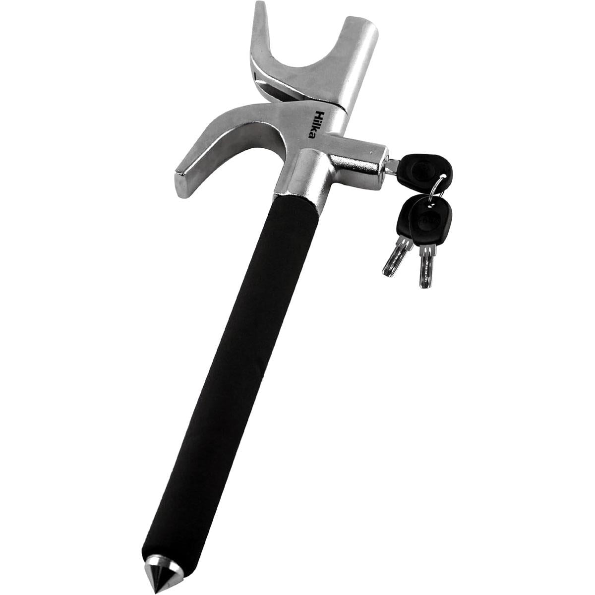 Hilka Tools Steering Wheel Lock with Safety Hammer Alloy Steel Car Security Device Black