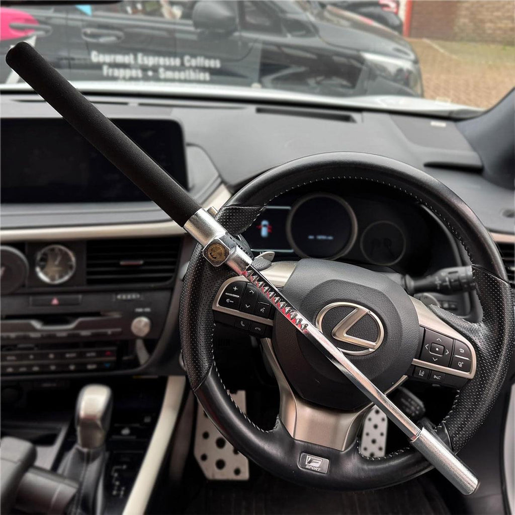 Hilka Tools Steering Wheel Lock with Safety Hammer Alloy Steel Car Security Device Black