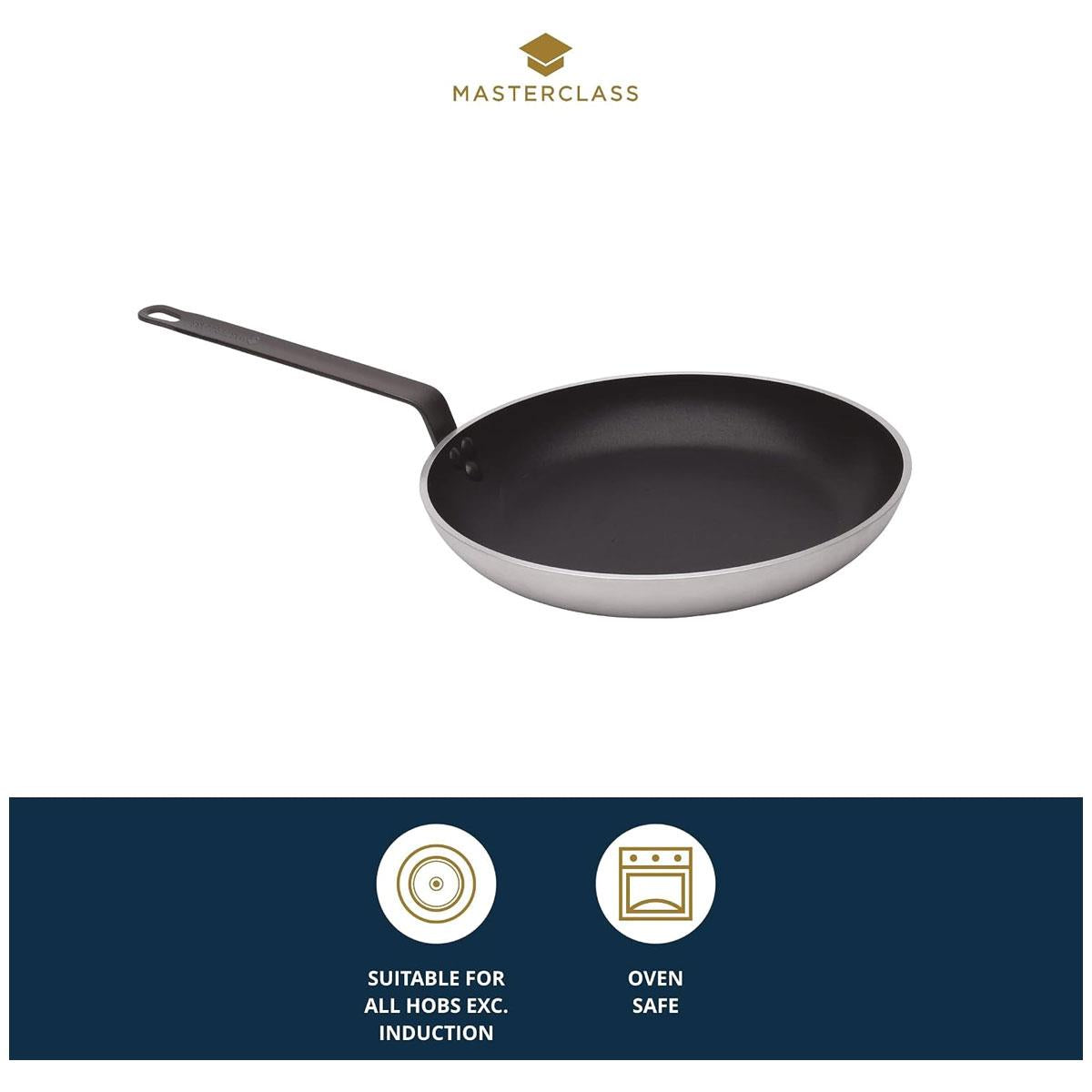 MasterClass Heavy Duty Frying Pan 32cm Non Stick Aluminium Black/Silver