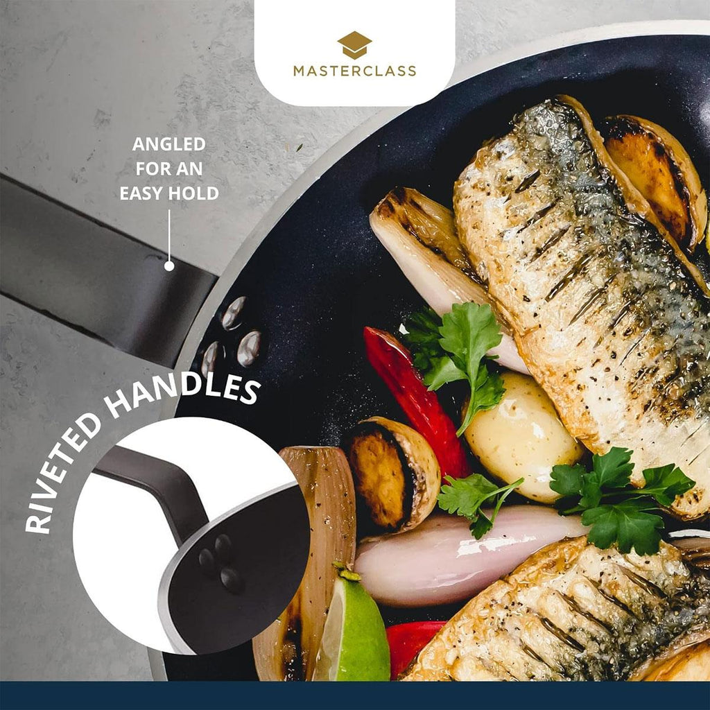 MasterClass Heavy Duty Frying Pan 32cm Non Stick Aluminium Black/Silver