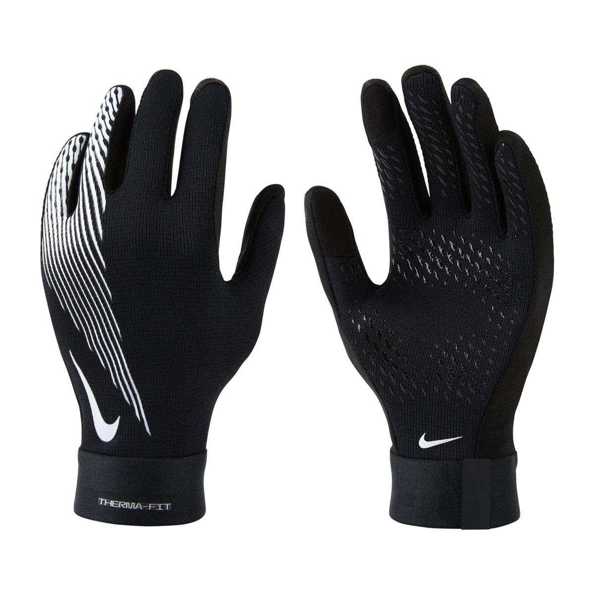 Nike Academy Thermafit Gloves Medium Lightweight Thermal Football Training Gloves Black/White