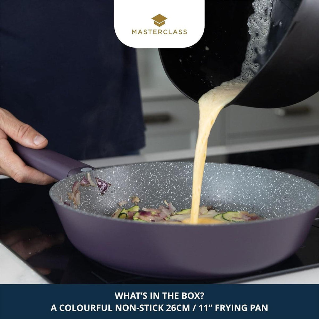 MasterClass Cast Aluminium Non-Stick Frying Pan Medium 28cm Soft Touch Handle Purple