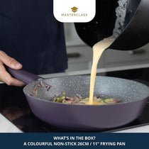 MasterClass Cast Aluminium Non-Stick Frying Pan Medium 28cm Soft Touch Handle Purple