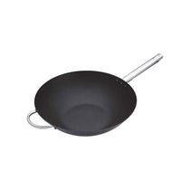 MasterClass Non-Stick Wok Carbon Steel 35.5cm 8 Litres Black
