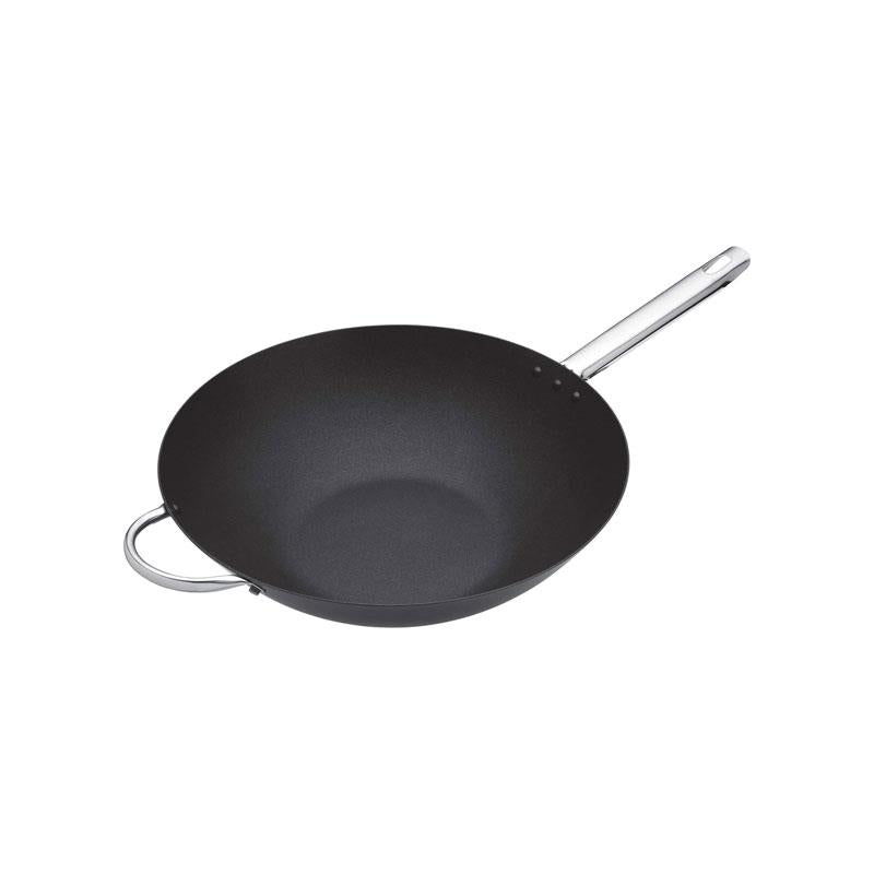 MasterClass Non-Stick Wok Carbon Steel 35.5cm 8 Litres Black