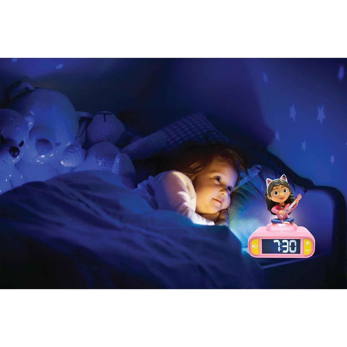 Lexibook Gabby's Dollhouse 3D Childrens Alarm Clock With Night Light Sounds Melodies And Backlit LCD Pink