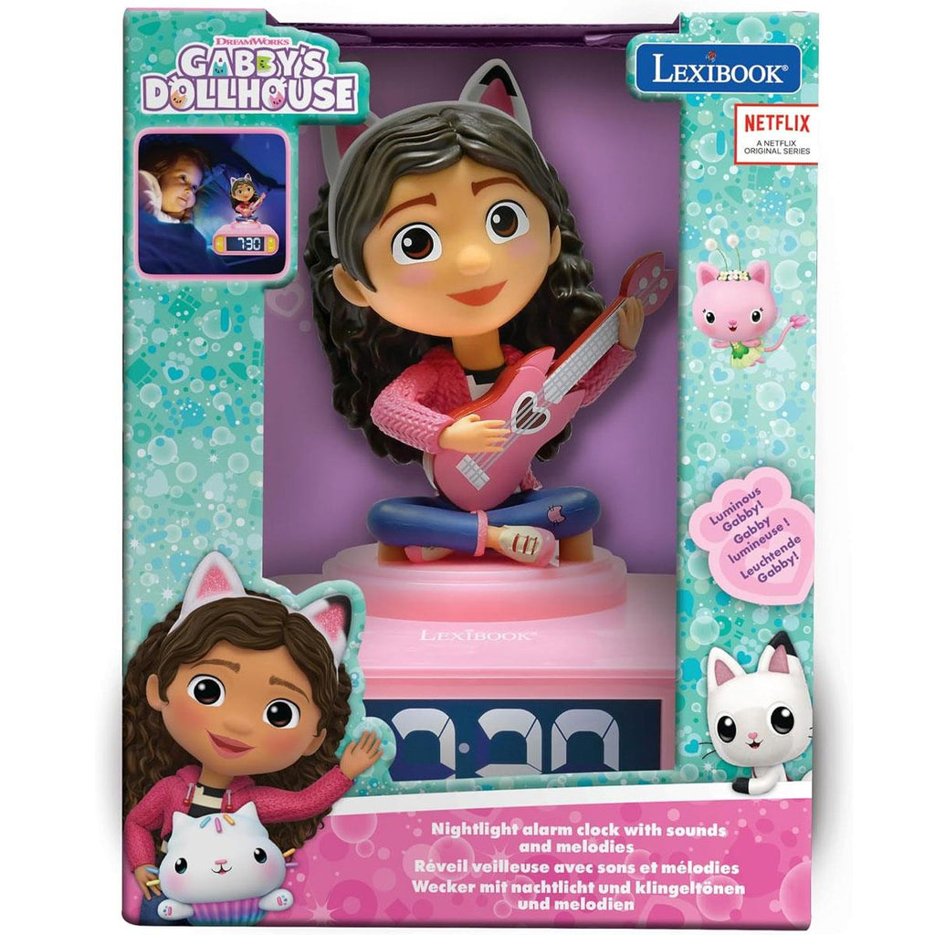 Lexibook Gabby's Dollhouse 3D Childrens Alarm Clock With Night Light Sounds Melodies And Backlit LCD Pink