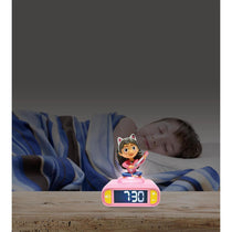 Lexibook Gabby's Dollhouse 3D Childrens Alarm Clock With Night Light Sounds Melodies And Backlit LCD Pink