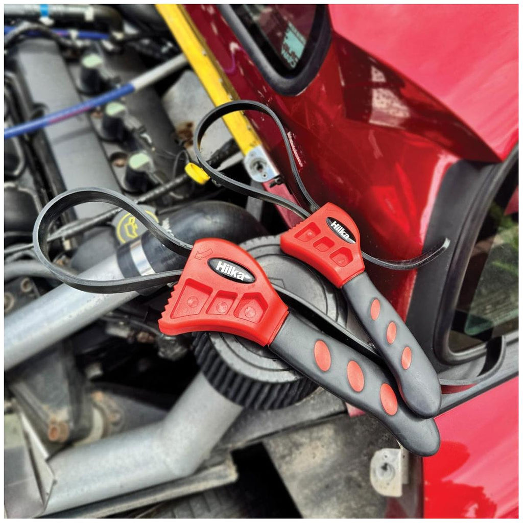 Hilka 2-in-1 Strap Wrench Set with Non-Marking Rubber Strap 2 Piece