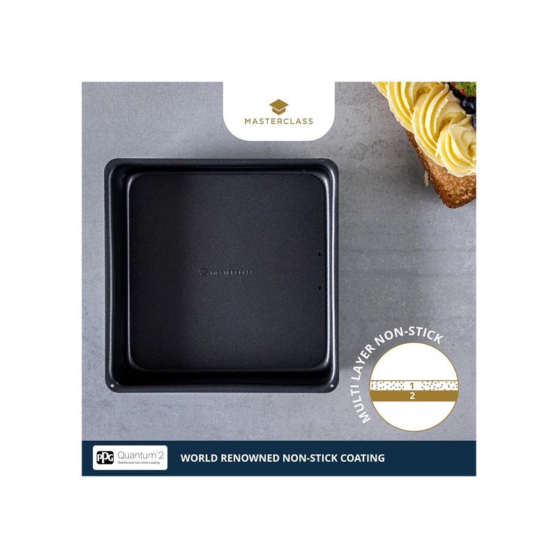 MasterClass Non-Stick Square Loose Base Deep Cake Pan 18cm Baking Tray Carbon Steel Grey