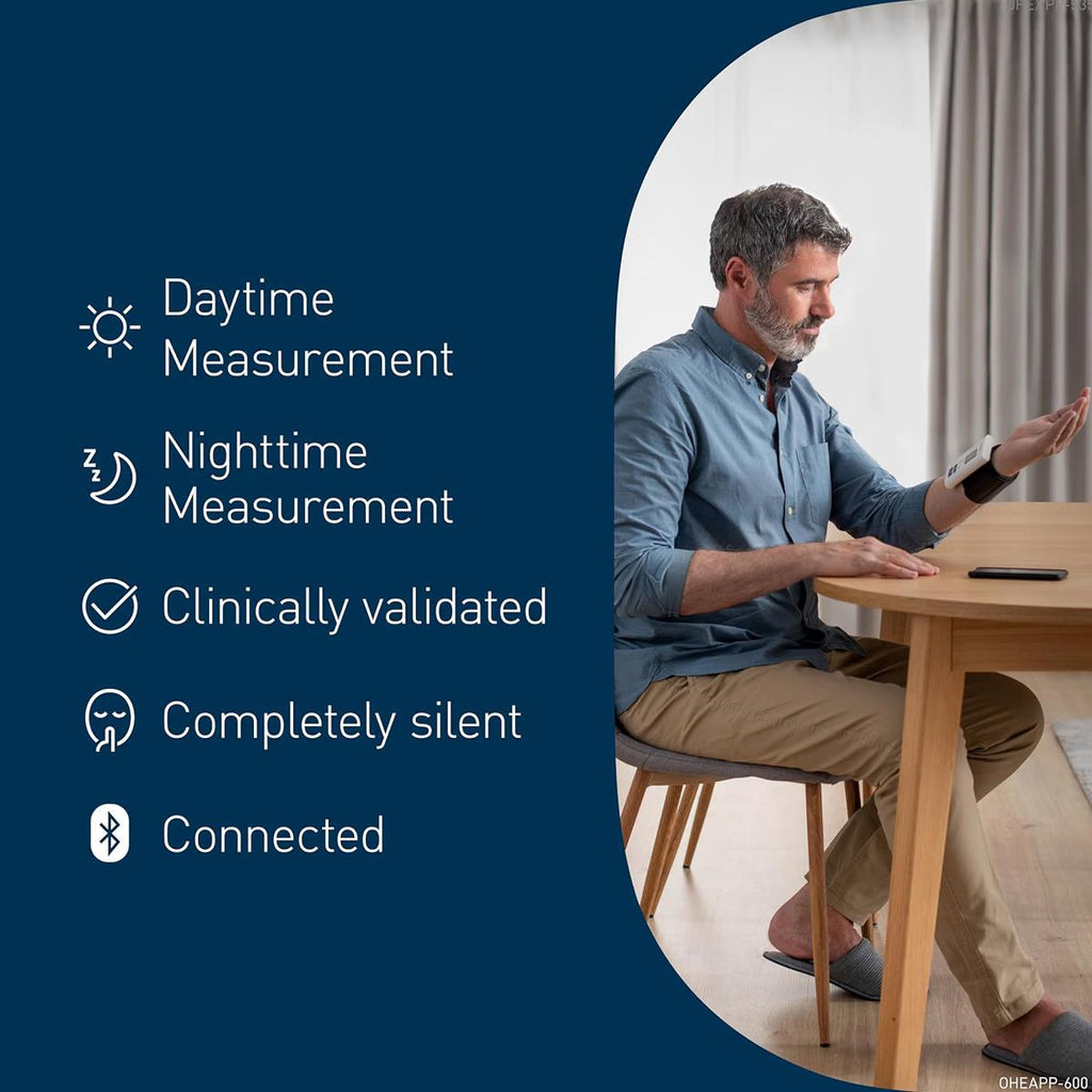 Omron Nightview Silent Wrist Blood Pressure Monitor Automatic Bluetooth Connected Clinically Validated White