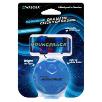 Waboba LED Bounceback Moon Ball With Wrist Strap High-Bounce Tether Ball Motion-Activated Lights Blue