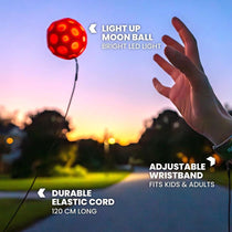 Waboba LED Bounceback Moon Ball With Wrist Strap High-Bounce Tether Ball Motion-Activated Lights Blue