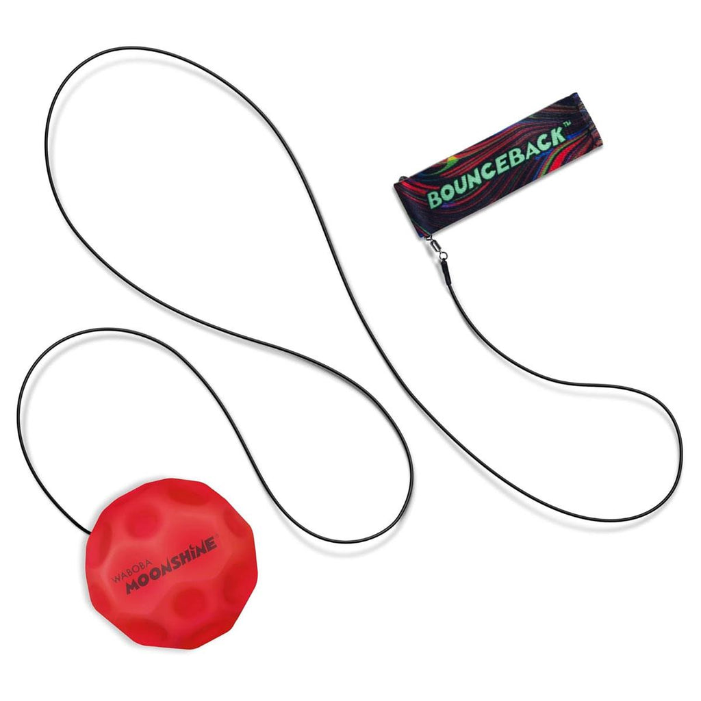 Waboba LED Bounceback Moon Ball With Wrist Strap High-Bounce Tether Ball Motion-Activated Lights Red