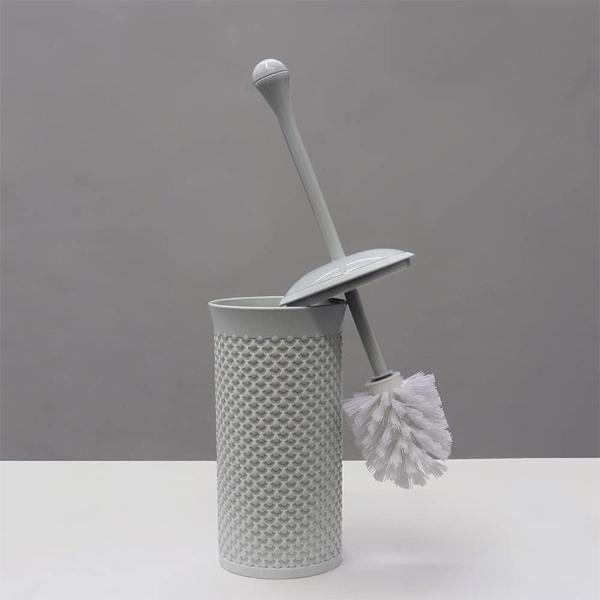 JVL Droplette Toilet Brush And Holder Set Plastic 40 x 12cm Approx Ice Grey