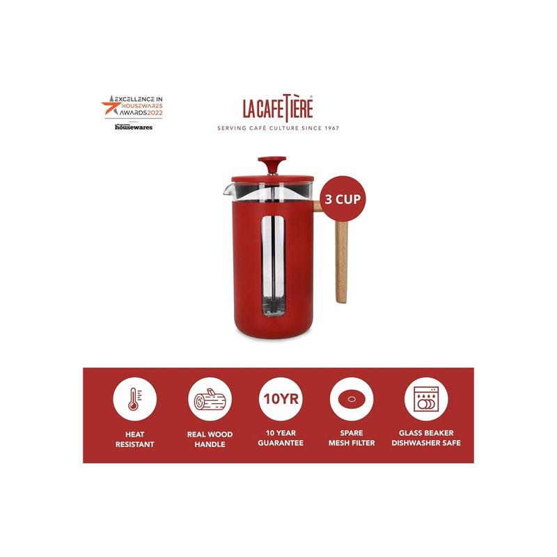 La Cafetiere Pisa Cafetiere French Presses 3-Cup 350ml Touchscreen Glass Red