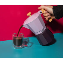 La Cafetiere Venice 3 Cup Espresso Maker Traditional Italian Espresso Pots Aluminium Two Tone 150ml Purple