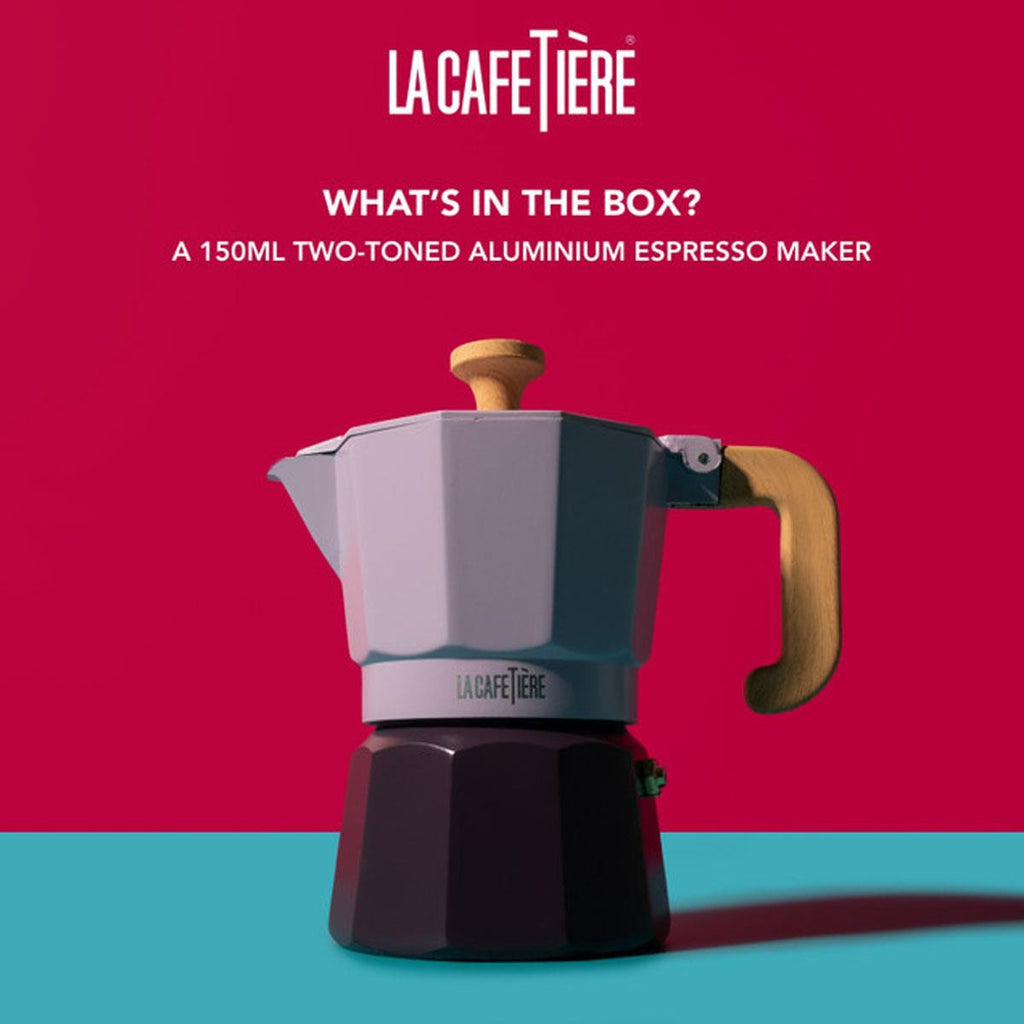 La Cafetiere Venice 3 Cup Espresso Maker Traditional Italian Espresso Pots Aluminium Two Tone 150ml Purple